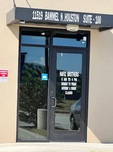 Hafiz Brothers meat processing plant entrance, 11519 Bammel N. Houston, Suite 100